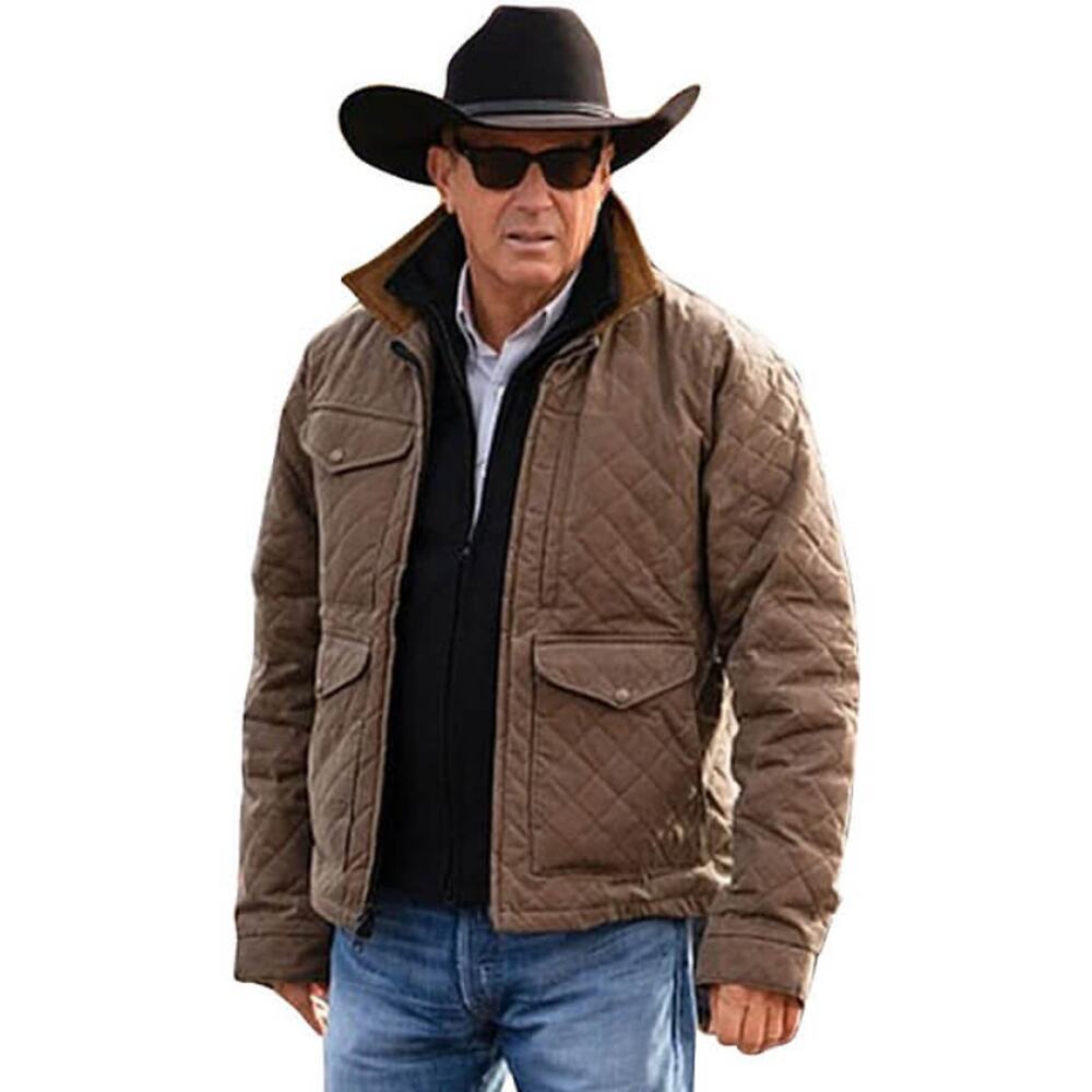 John Dutton Skinler chore barn quilted jacket utility khaki Brown size XL warm